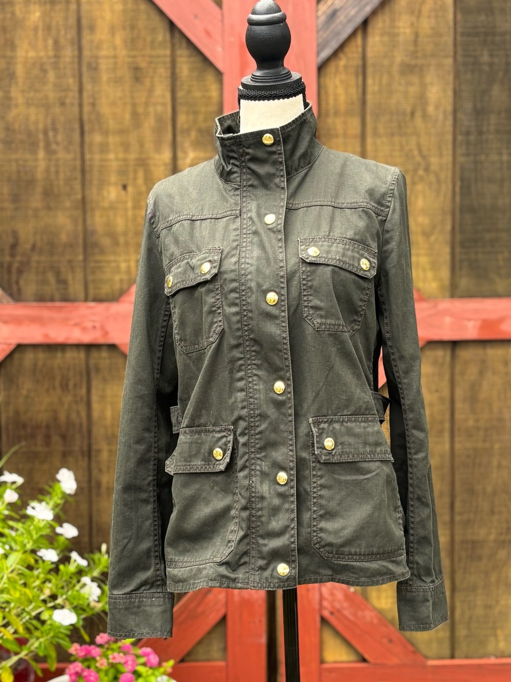 J. Crew Olive Green Resin-coated Twill Field Jacket